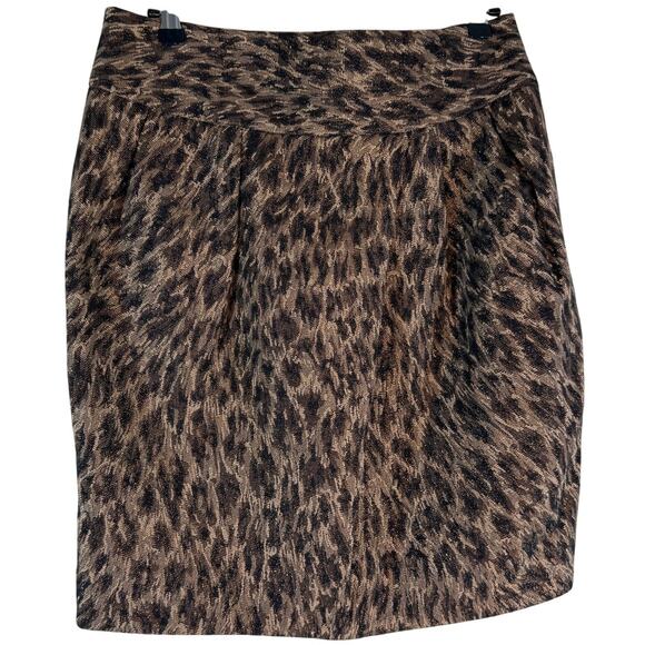 Adrienne Vittadini Studio Mini Pencil Skirt Women 10 Brown Leopard VTG Mobwife - Picture 1 of 9